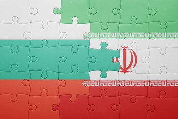 puzzle with the national flag of bulgaria and iran