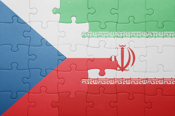 puzzle with the national flag of czech republic and iran