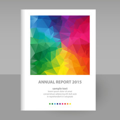 Fototapeta premium vector cover of annual report with full color spectrum polygon triangle design - format A4 - layout brochure concept
