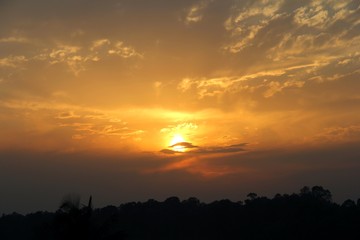 Obraz premium Dramatic sunset sky in Nepal, roof of the world