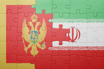 puzzle with the national flag of montenegro and iran