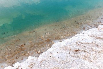 Dead sea - Typical accumulation of salt and minerals