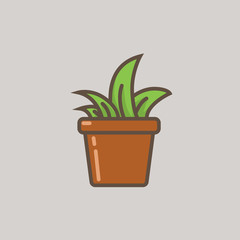 Indoor Pot Plant Icon Logo