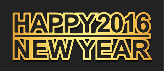 HAPPY 2016 NEW YEAR - Golden Sticker on black