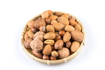 Mix nuts in wicker basket