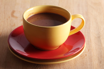 hot chocolate drink in colorful cups