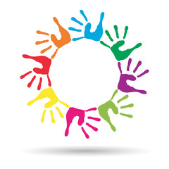 Vector conceptual children painted hand print isolated