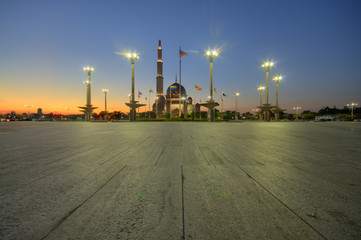 Sunset at Masjid Putra or Putra Mosque, Putrajaya, Malaysia