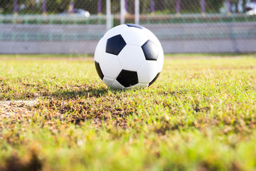 Fototapeta premium Close up soccer ball on field