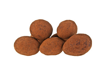 Chocolate truffle isolated on white background