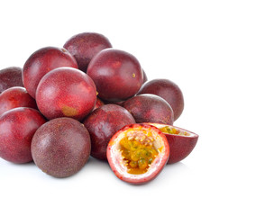 Passion fruit on white background