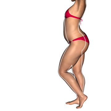 Conceptual 3D fat overweight vs slim fit diet woman