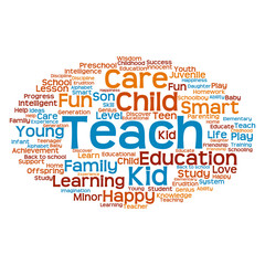 Fototapeta premium Concept or conceptual child education or family abstract word cloud isolated on white background