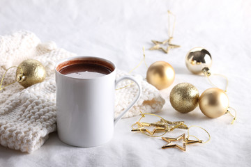 Obraz na płótnie Canvas hot chocolate drink with decorations