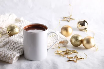 Crédence de cuisine en verre imprimé Chocolat hot chocolate drink with decorations