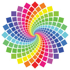 Circular spectrum pattern on white background.
