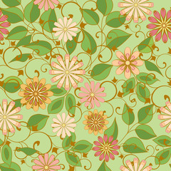 Seamless pattern with abstract decorative flowers.