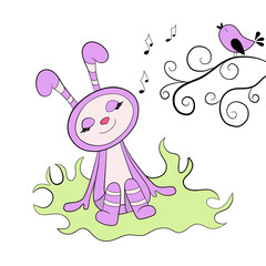 Cartoon happy rabbit