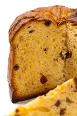 Panettone, Christmas cake isolated on white. Selective focus.