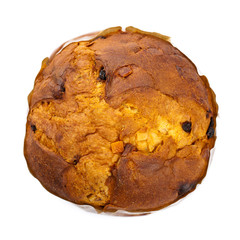 Panettone, Christmas cake isolated on white. Selective focus.
