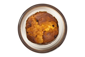 Panettone, Christmas cake isolated on white. Selective focus.