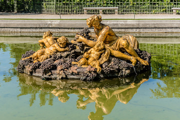 Bacchus Fountain (Autumn fountain). Versailles palace garden.