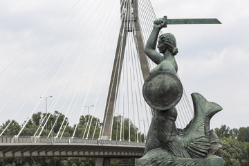 Plakat The Warsaw Mermaid called Syrenka on the Vistula River bank in W