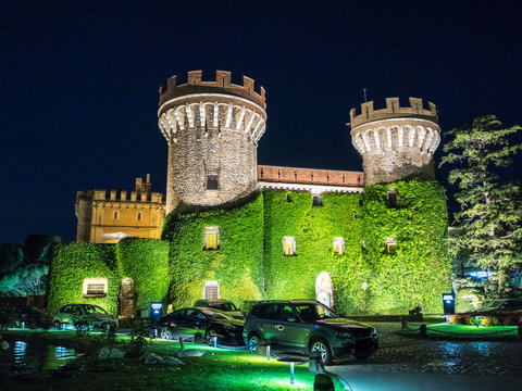 PERALADA, SPAIN - AUGUST 27, 2015 - The Peralada castle is located in Peralada, Catalonia, Spain. It was originally build in IX.