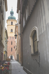 Street in the old town of Warsaw - capital city of Poland