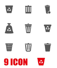 Vector grey trash can icon set