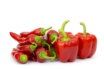 red peppers on white background
