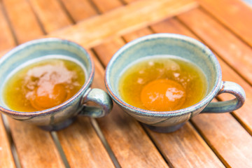 Norman apple cider in a typical ceramic cups