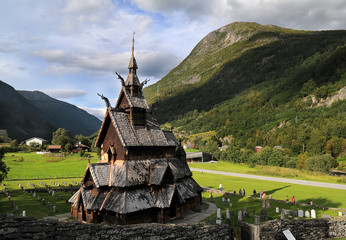 Fototapeta na wymiar Borgund stave wooden church in Norway
