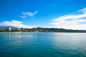 View from the sea on the coast of Sukhum, Abkhazia