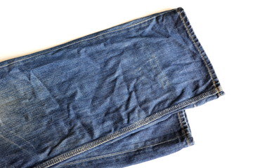 trousers of old blue jeans