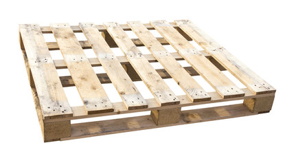 Wooden pallet isolated on white background with clipping path