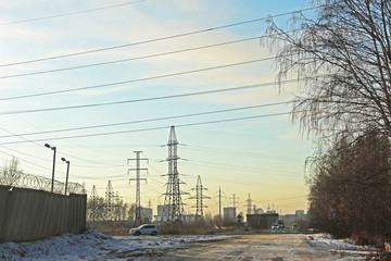 The electrical transmission line near the residential area