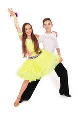 Boy and girl dancing ballroom dance