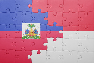 puzzle with the national flag of indonesia and haiti