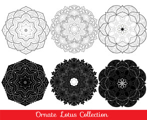 set of vector lotus mandala sun collection