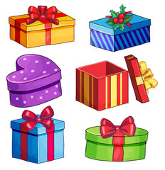Isolated vector bright colorful christmas present set