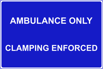 Ambulance parking only traffic sign