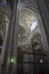 Interior of gothic cathedral of Segovia in Spain