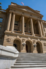 Exterior facade of The Alberta Legislature Building in Edmonton.