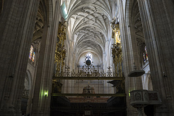 historical, Interior of gothic cathedral of Segovia in Spain