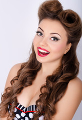 Portrait of beautiful girl model in pin up