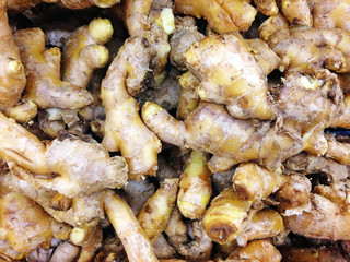 selective focus of ginger ready for sale at the market