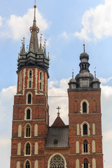 Fototapeta na wymiar Towers of the Saint Mary church in Krakow.