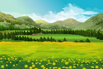 Rolgordijnen Lente landschap vector achtergrond © Natis