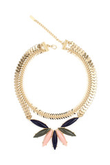 gold necklace with gems isolated on white